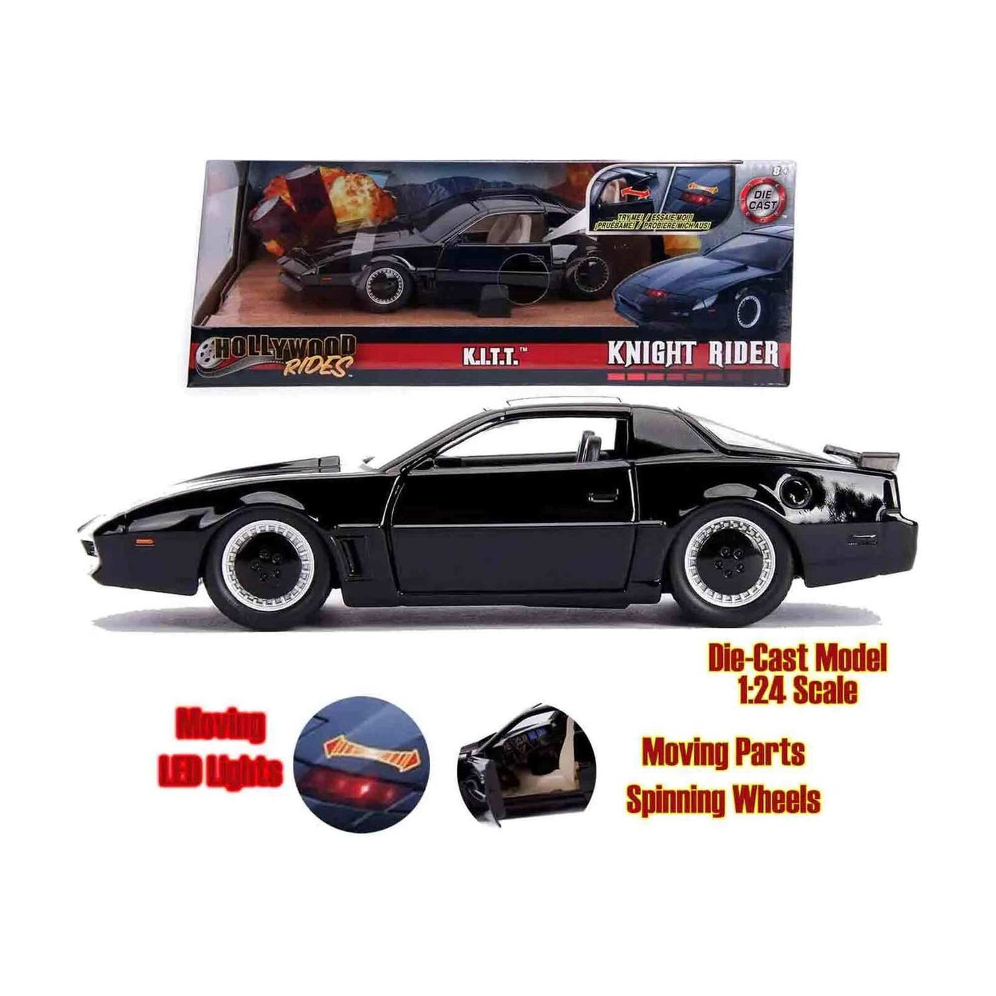Knight Rider: KITT - 1982 Pontiac Firebird Trans Am mit Licht - Diecast Model 1:24