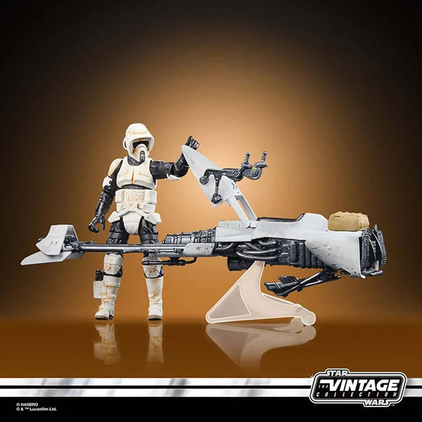 Star Wars: Vintage Collection - Kenner - Fahrzeug - Mandalorian - Speeder Bike with Scout Trooper & Grogu - Actionfigur - F6883 - 10 cm