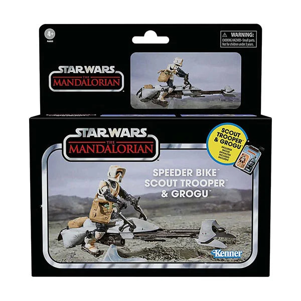 Star Wars: Vintage Collection - Kenner - Fahrzeug - Mandalorian - Speeder Bike with Scout Trooper & Grogu - Actionfigur - F6883 - 10 cm