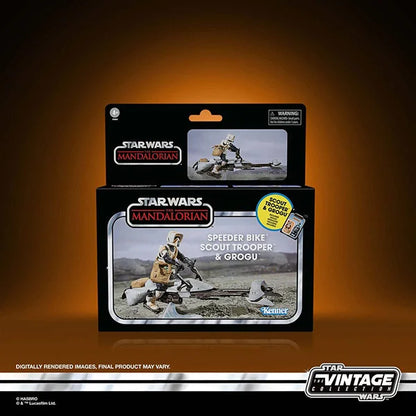 Star Wars: Vintage Collection - Kenner - Fahrzeug - Mandalorian - Speeder Bike with Scout Trooper & Grogu - Actionfigur - F6883 - 10 cm