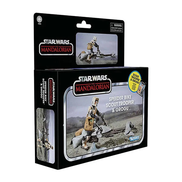 Star Wars: Vintage Collection - Kenner - Fahrzeug - Mandalorian - Speeder Bike with Scout Trooper & Grogu - Actionfigur - F6883 - 10 cm