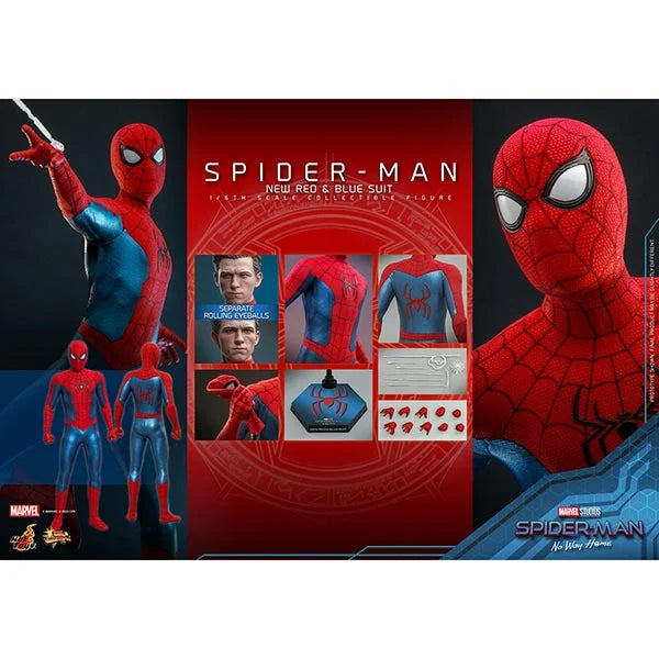Hot Toys: Spider-Man (New Red and Blue Suit) - No Way Home - Movie Masterpiece - Actionfigur 1/6 - 28 cm