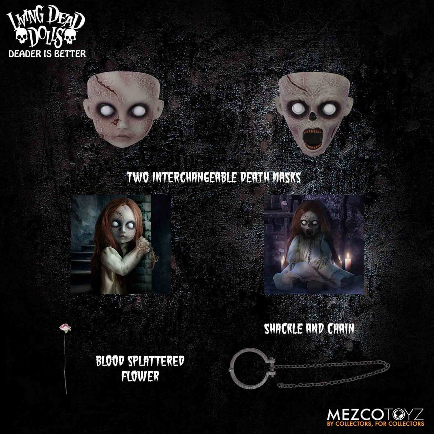 Posey: The Return of the Living Dead Dolls (25 cm) von Mezco. Die ultimative Horrorpuppe mit 2 Todesmasken, beweglichen Augen & Metallkette. Jetzt bestellen!