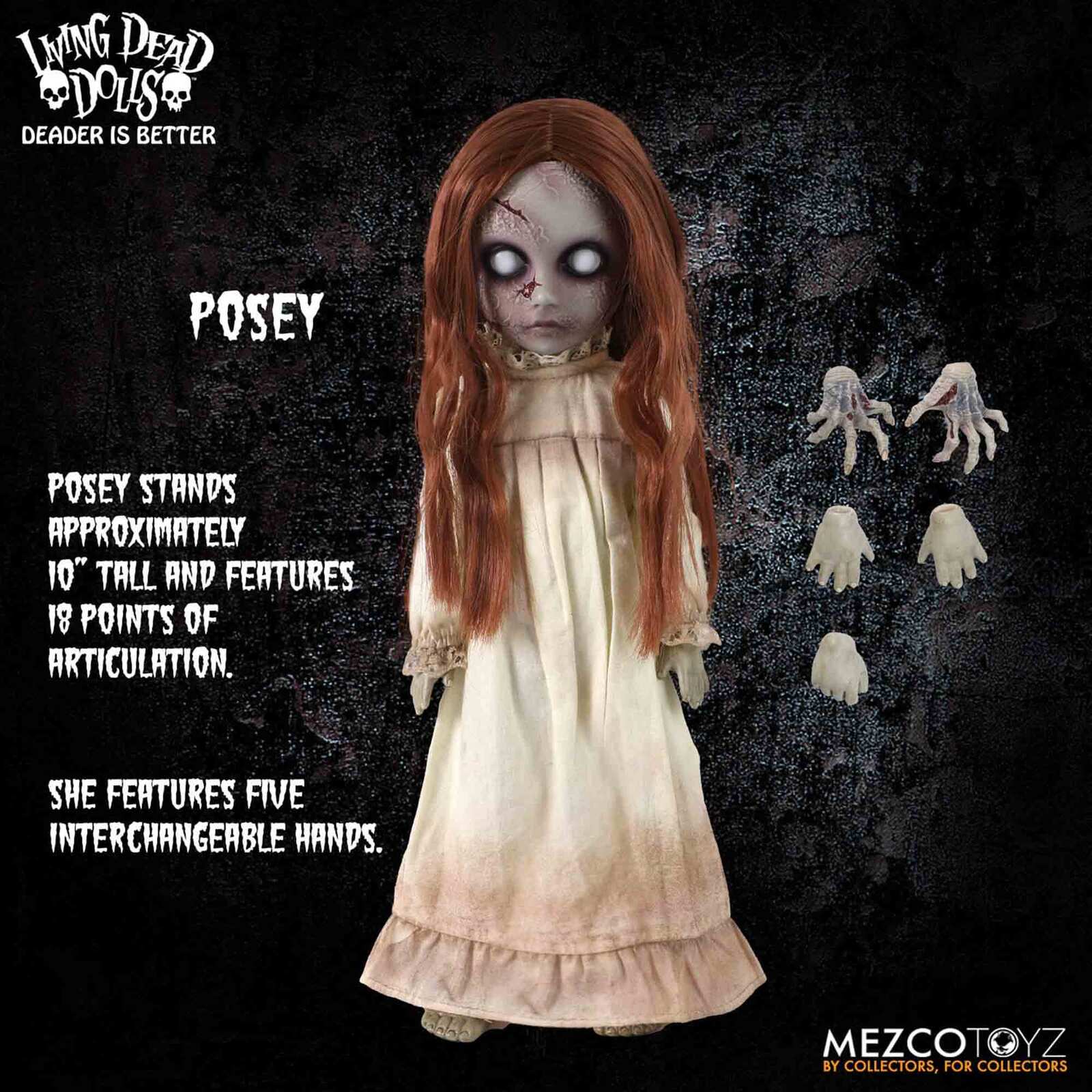 Posey: The Return of the Living Dead Dolls (25 cm) von Mezco. Die ultimative Horrorpuppe mit 2 Todesmasken, beweglichen Augen & Metallkette. Jetzt bestellen!