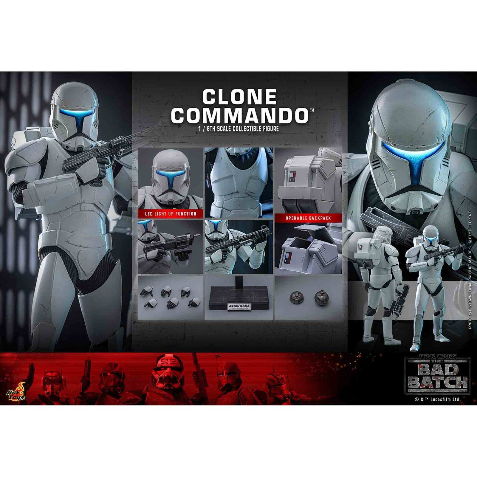 Hot Toys: Star Wars - The Bad Batch - Clone Commando - Television Masterpiece Series - Actionfigur 1/6 - 30 cm