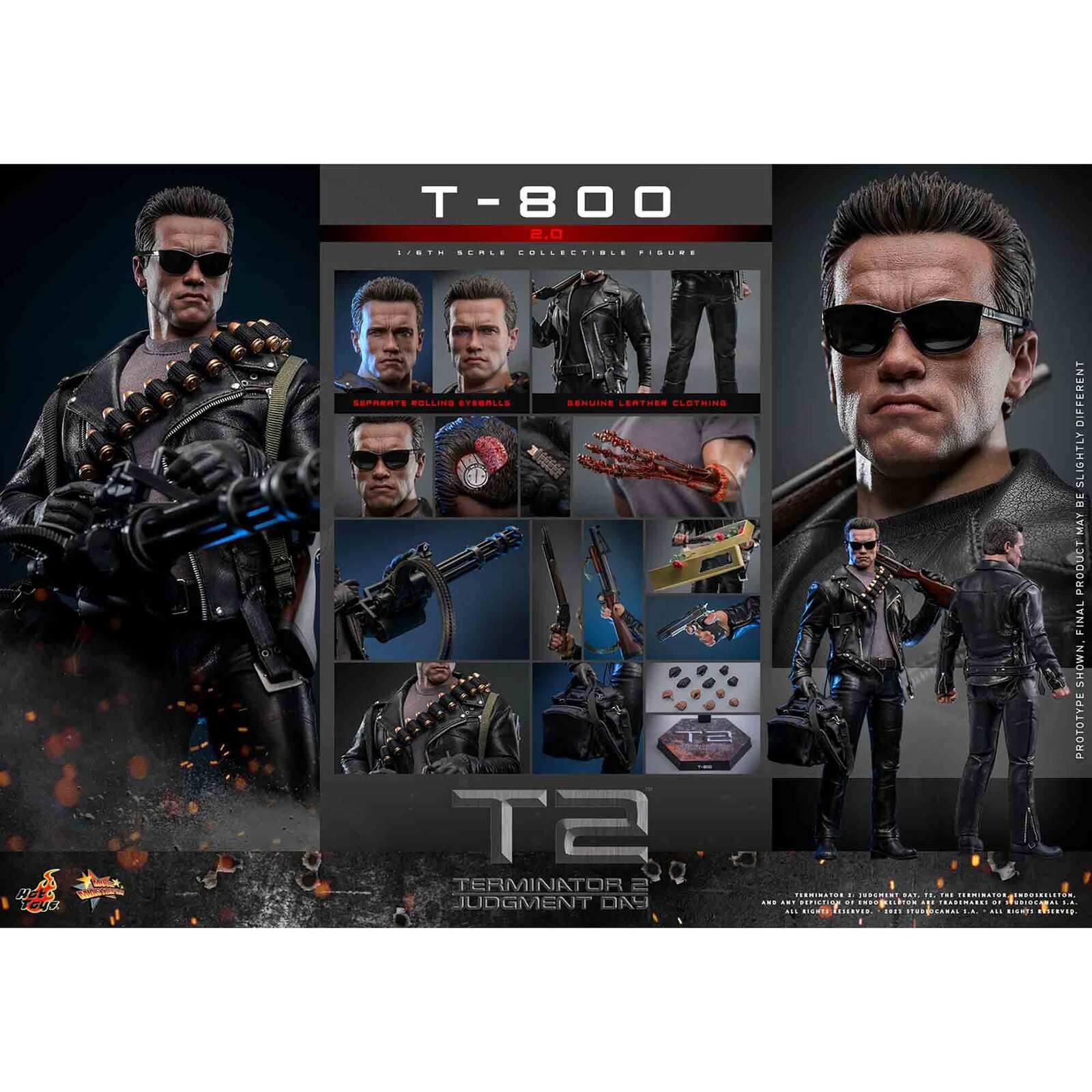 Hot Toys: Terminator 2 - Movie Masterpiece - T-800 (2.0) - Actionfigur 1/6 - 32 cm