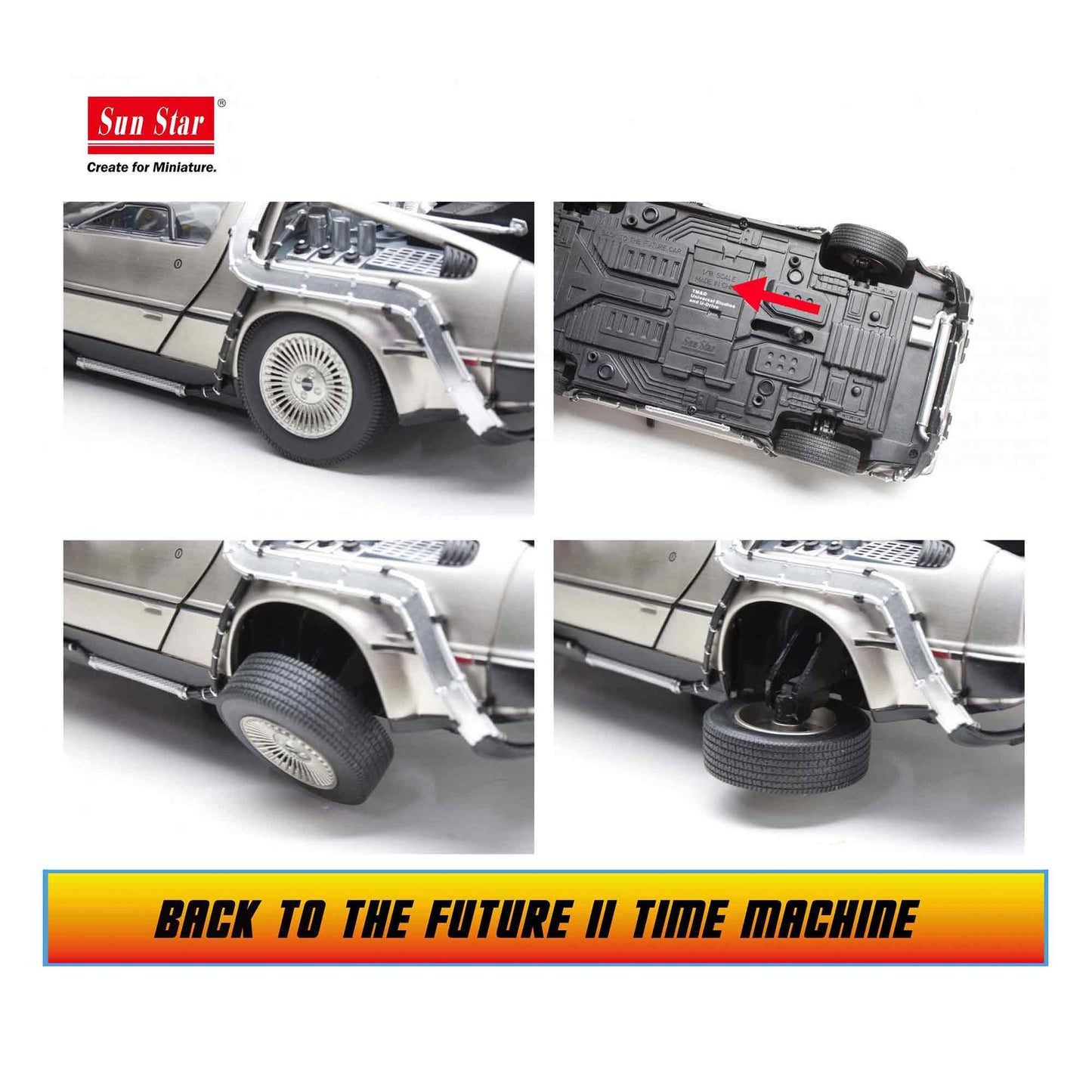 Back to the Future II: 1983 DeLorean - Time Machine - Dicast Modell - Masstab 1:18