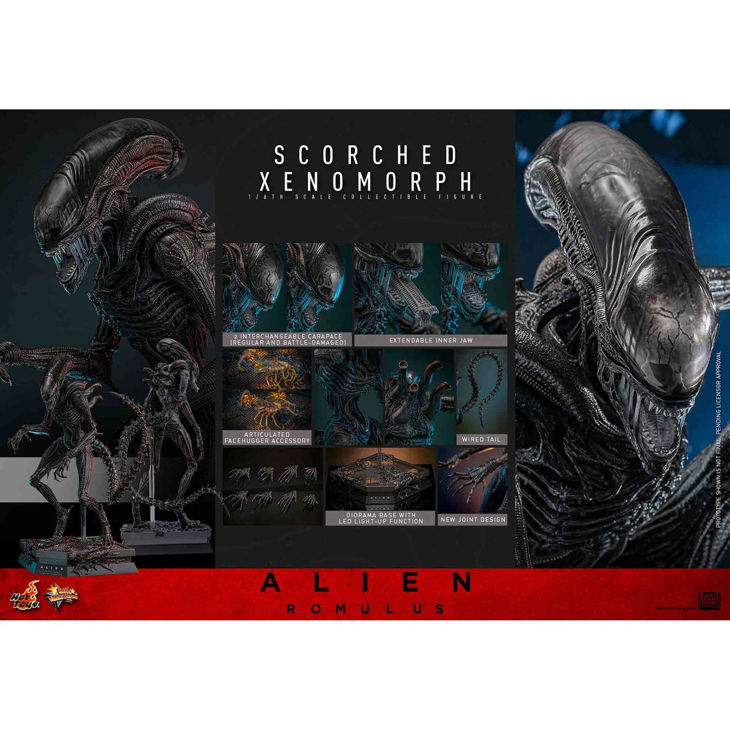 Hot Toys: Alien Romulus - Scorched Xenomorph - Movie Masterpiece - Actionfigur 1/6 - 44 cm