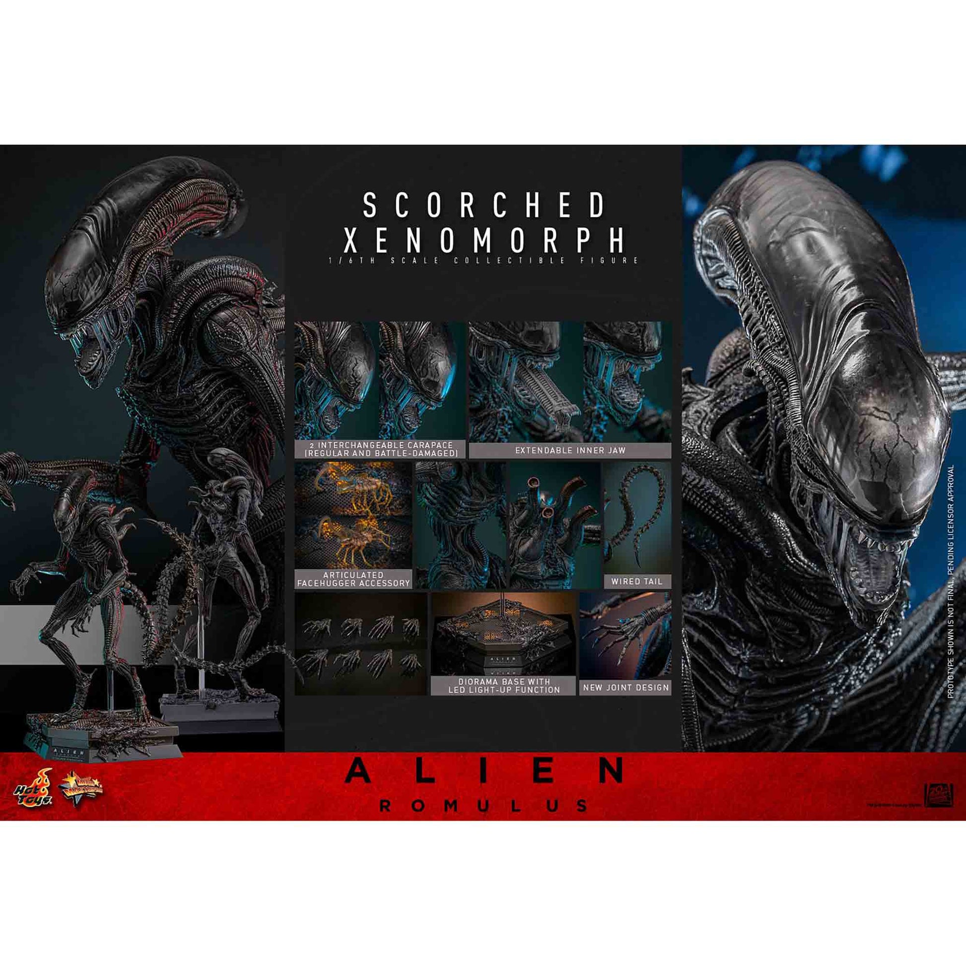 Hot Toys: Alien Romulus - Scorched Xenomorph - Movie Masterpiece - Actionfigur 1/6 - 44 cm