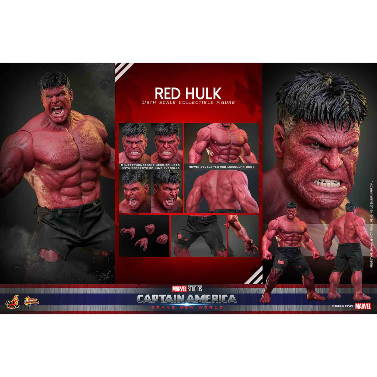 Hot Toys: Captain America - Brave New World - Red Hulk - Movie Masterpiece - Actionfigur 1/6 - 47 cm