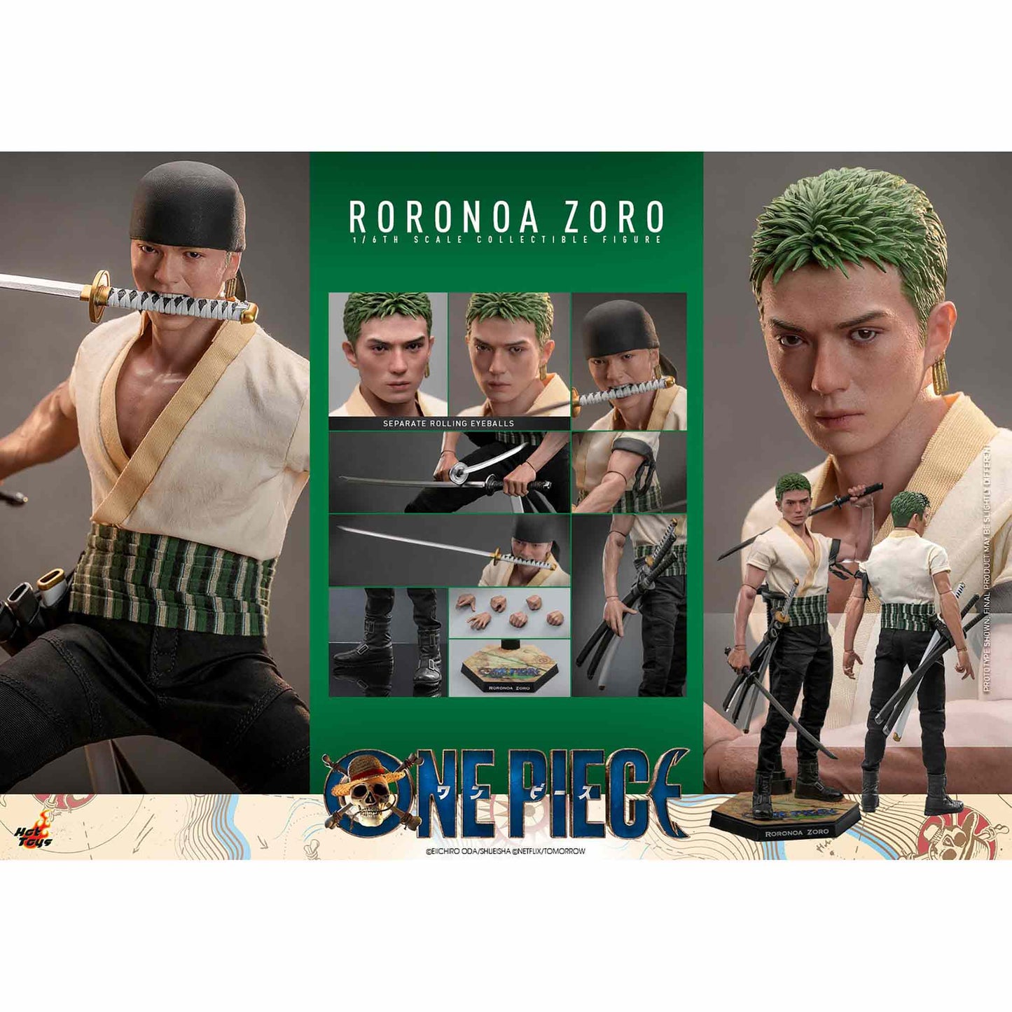 Hot Toys: One Piece - Lorenor Zorro - Netflix - Actionfigur 1/6 - 31 cm