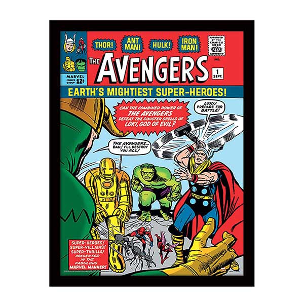 Marvel Collector: Avengers vs. Loki Comic - Print Poster im Rahmen
