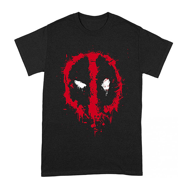 Marvel: Deadpool Splat Face Logo - Schwarz - T-Shirt