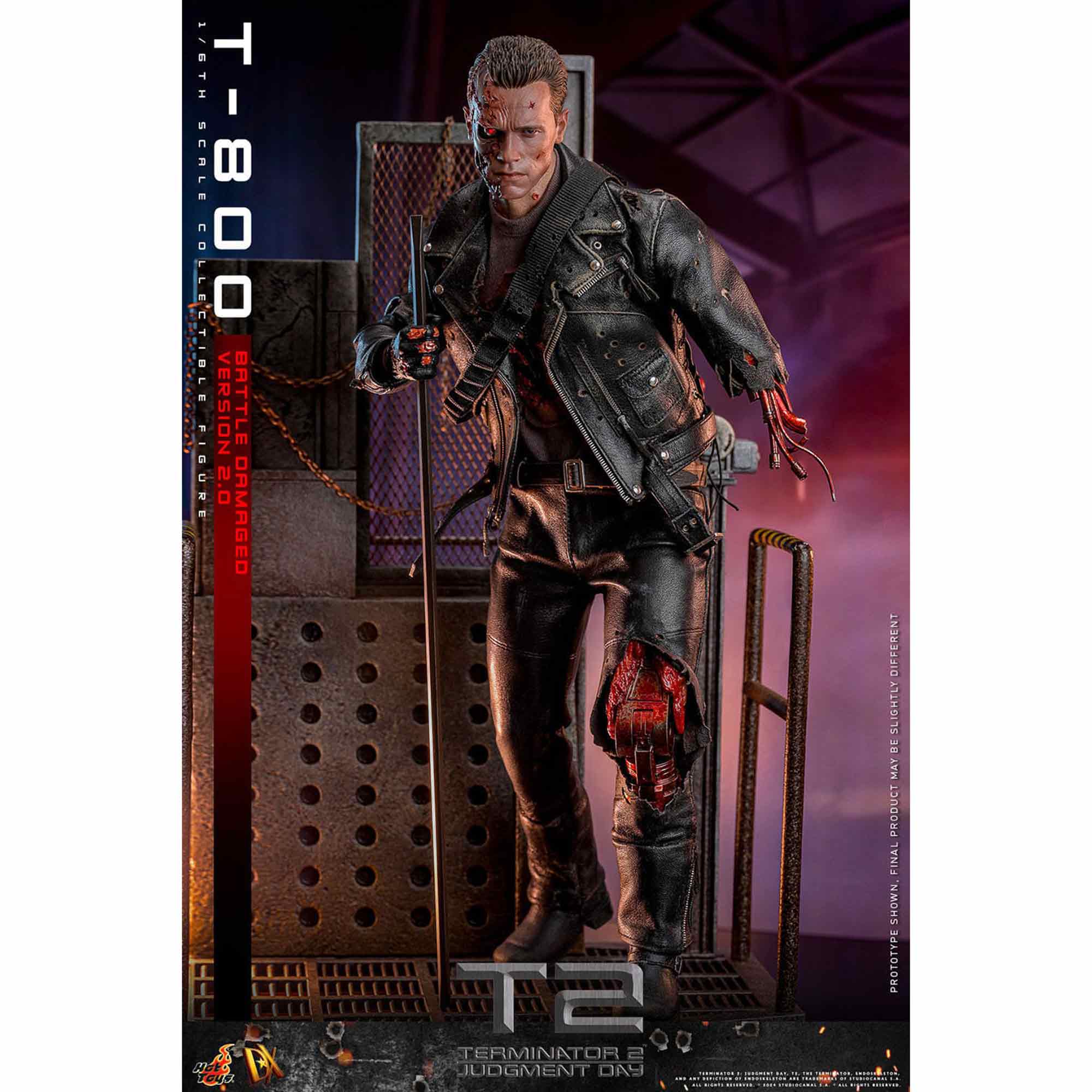 Hot Toys: Terminator 2 - Movie Masterpiece - T-800 (2.0) Battle Damaged Ver. - Actionfigur 1/6 - 32 cm