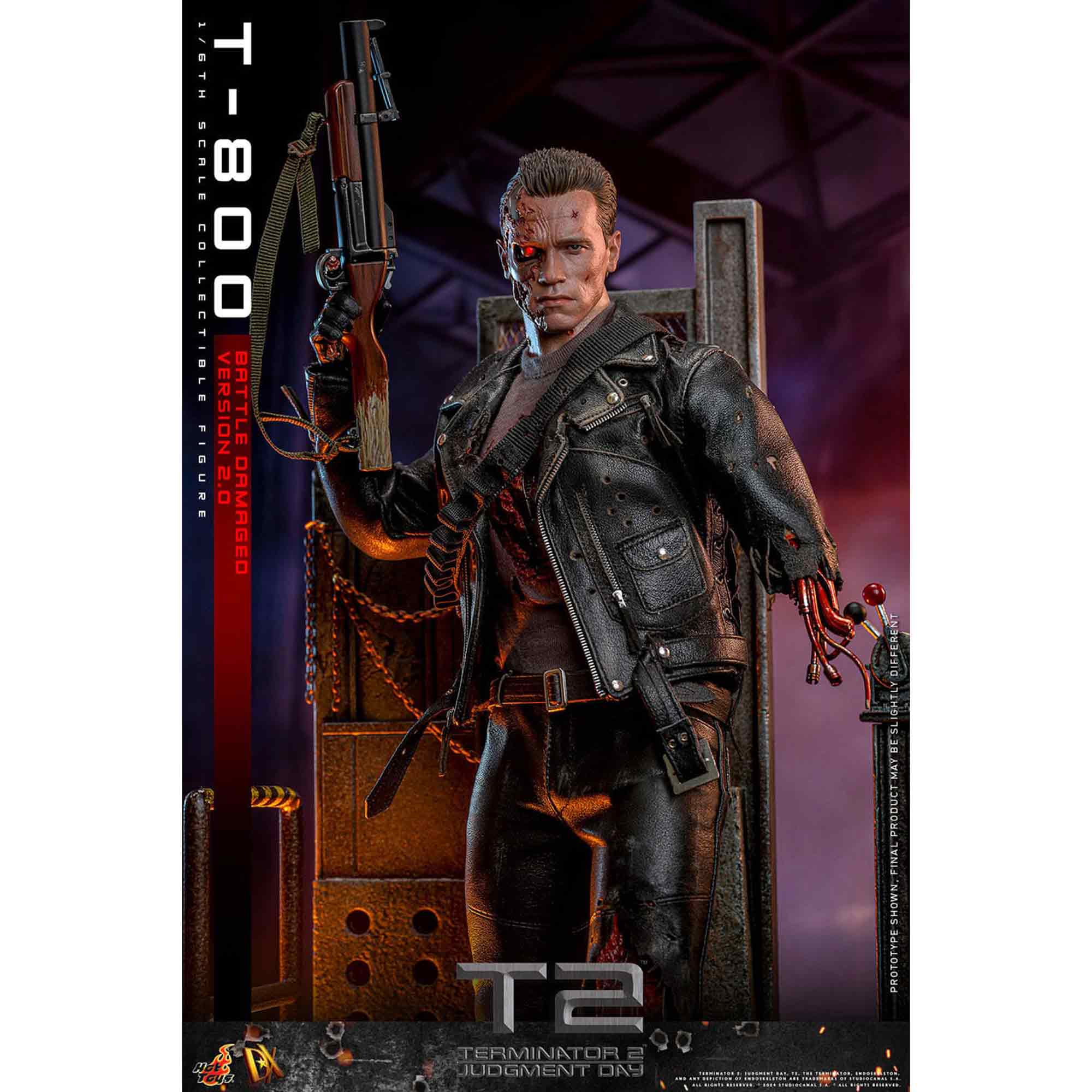 Hot Toys: Terminator 2 - Movie Masterpiece - T-800 (2.0) Battle Damaged Ver. - Actionfigur 1/6 - 32 cm