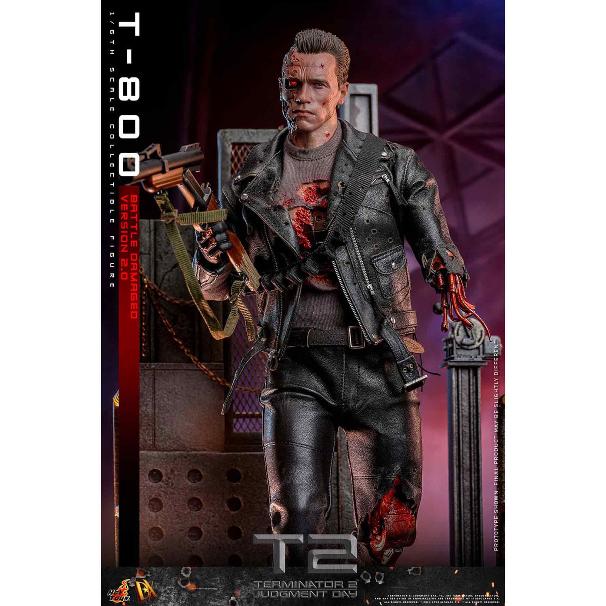 Hot Toys: Terminator 2 - Movie Masterpiece - T-800 (2.0) Battle Damaged Ver. - Actionfigur 1/6 - 32 cm