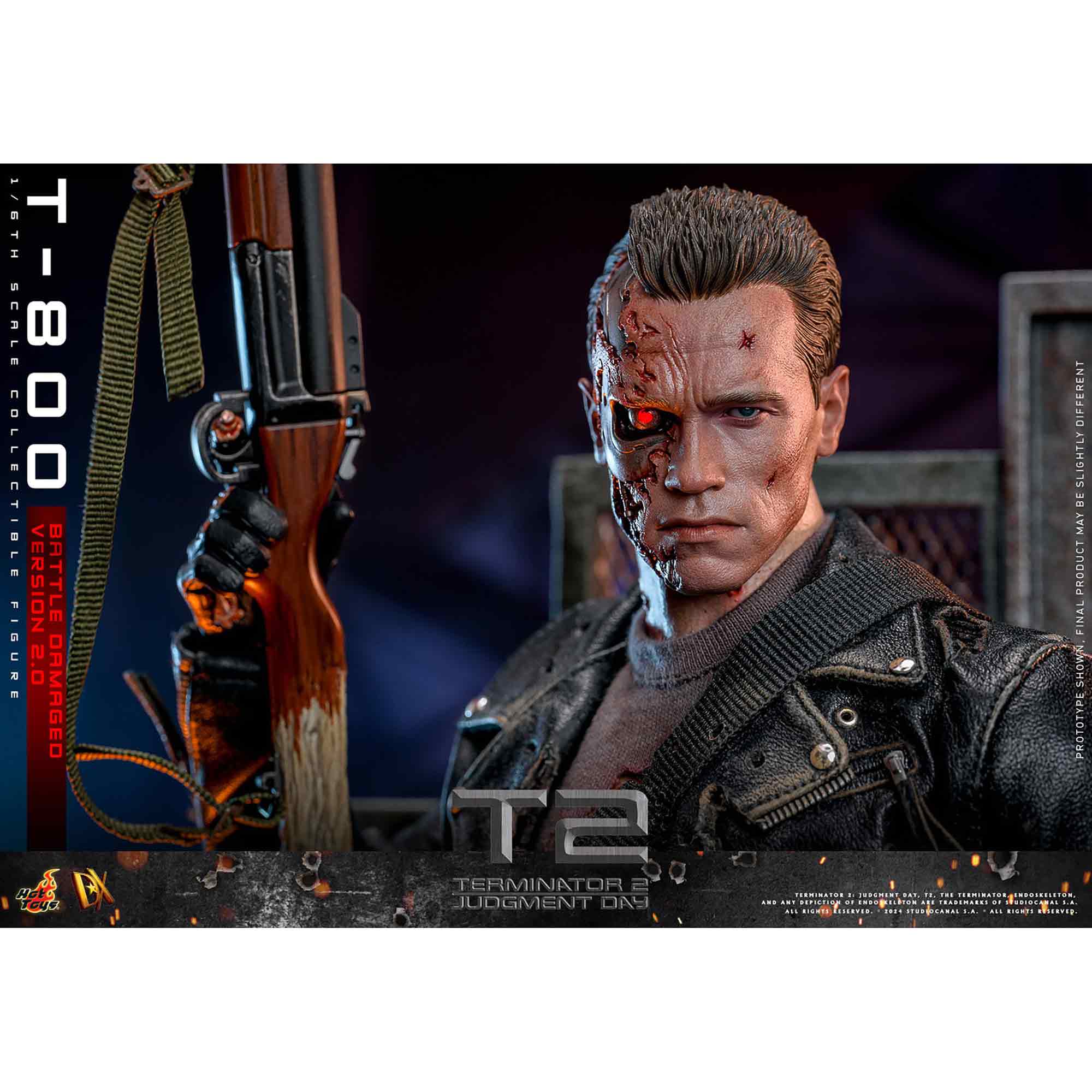 Hot Toys: Terminator 2 - Movie Masterpiece - T-800 (2.0) Battle Damaged Ver. - Actionfigur 1/6 - 32 cm