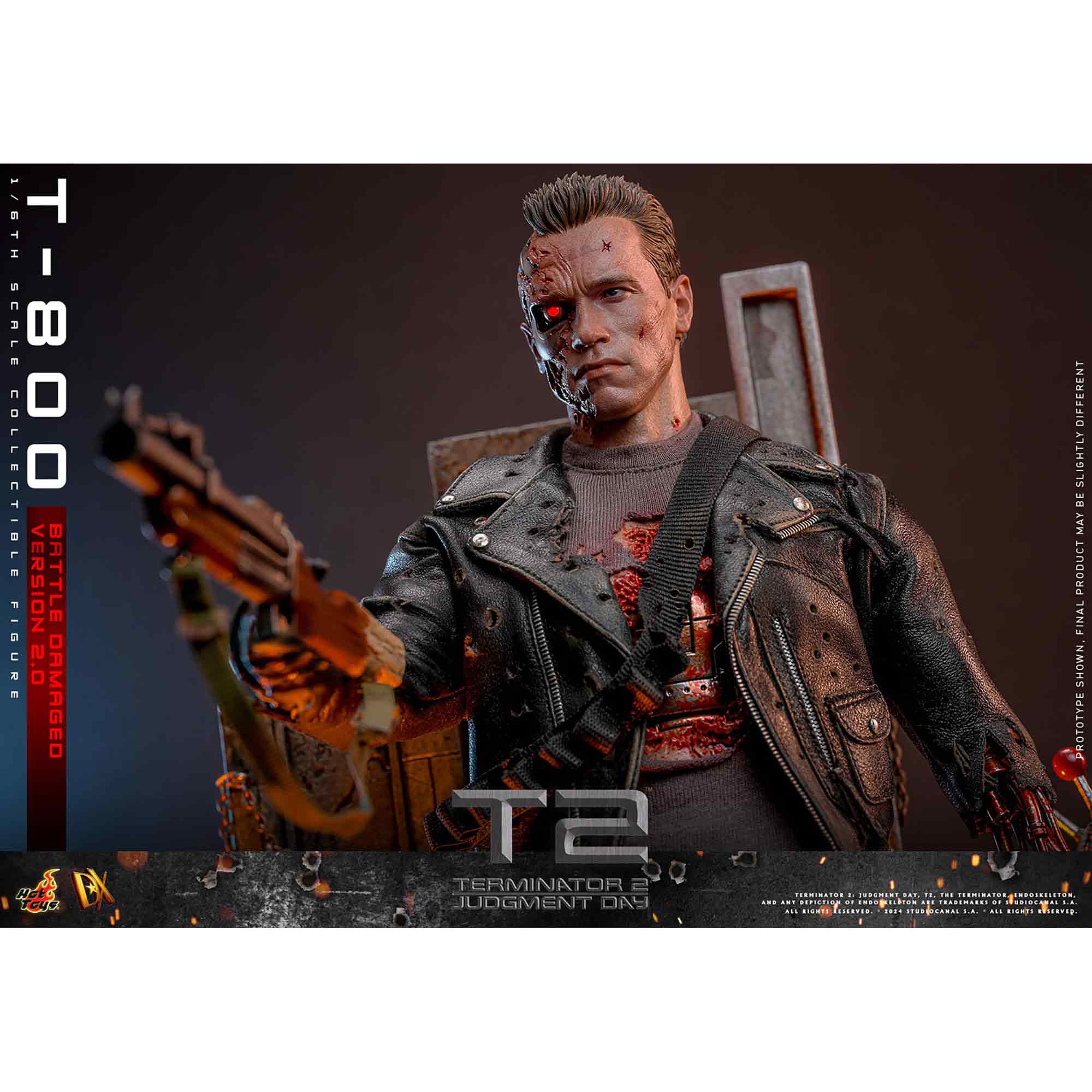 Hot Toys: Terminator 2 - Movie Masterpiece - T-800 (2.0) Battle Damaged Ver. - Actionfigur 1/6 - 32 cm