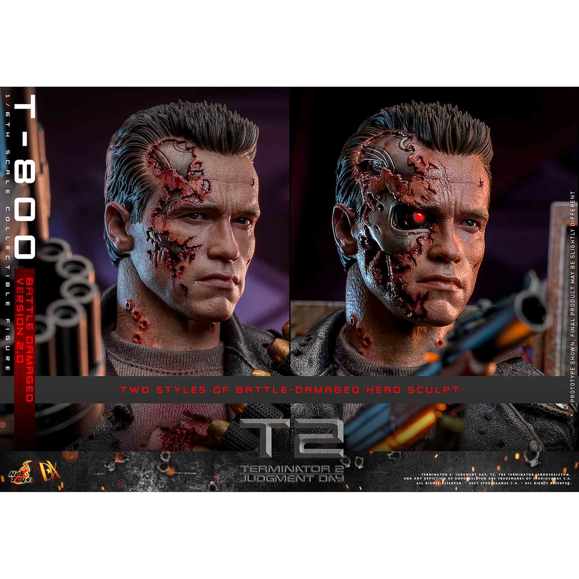 Hot Toys: Terminator 2 - Movie Masterpiece - T-800 (2.0) Battle Damaged Ver. - Actionfigur 1/6 - 32 cm