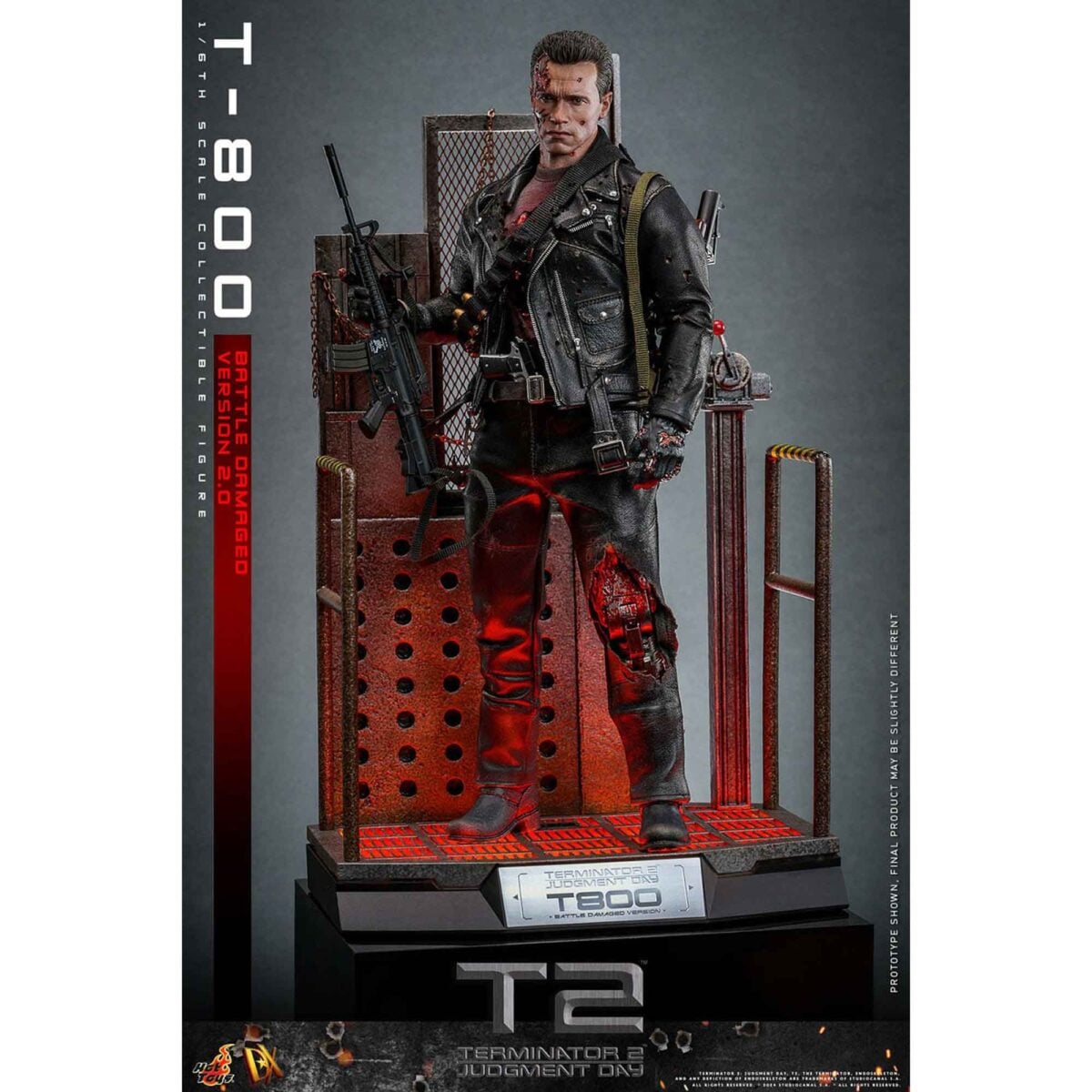 Hot Toys: Terminator 2 - Movie Masterpiece - T-800 (2.0) Battle Damaged Ver. - Actionfigur 1/6 - 32 cm