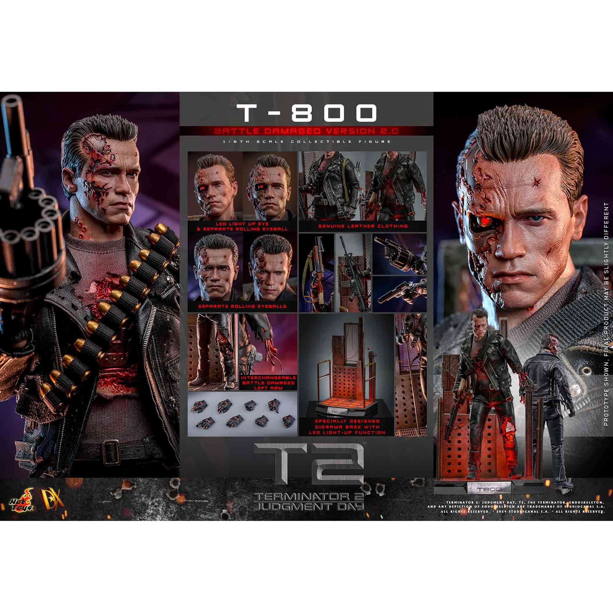 Hot Toys: Terminator 2 - Movie Masterpiece - T-800 (2.0) Battle Damaged Ver. - Actionfigur 1/6 - 32 cm