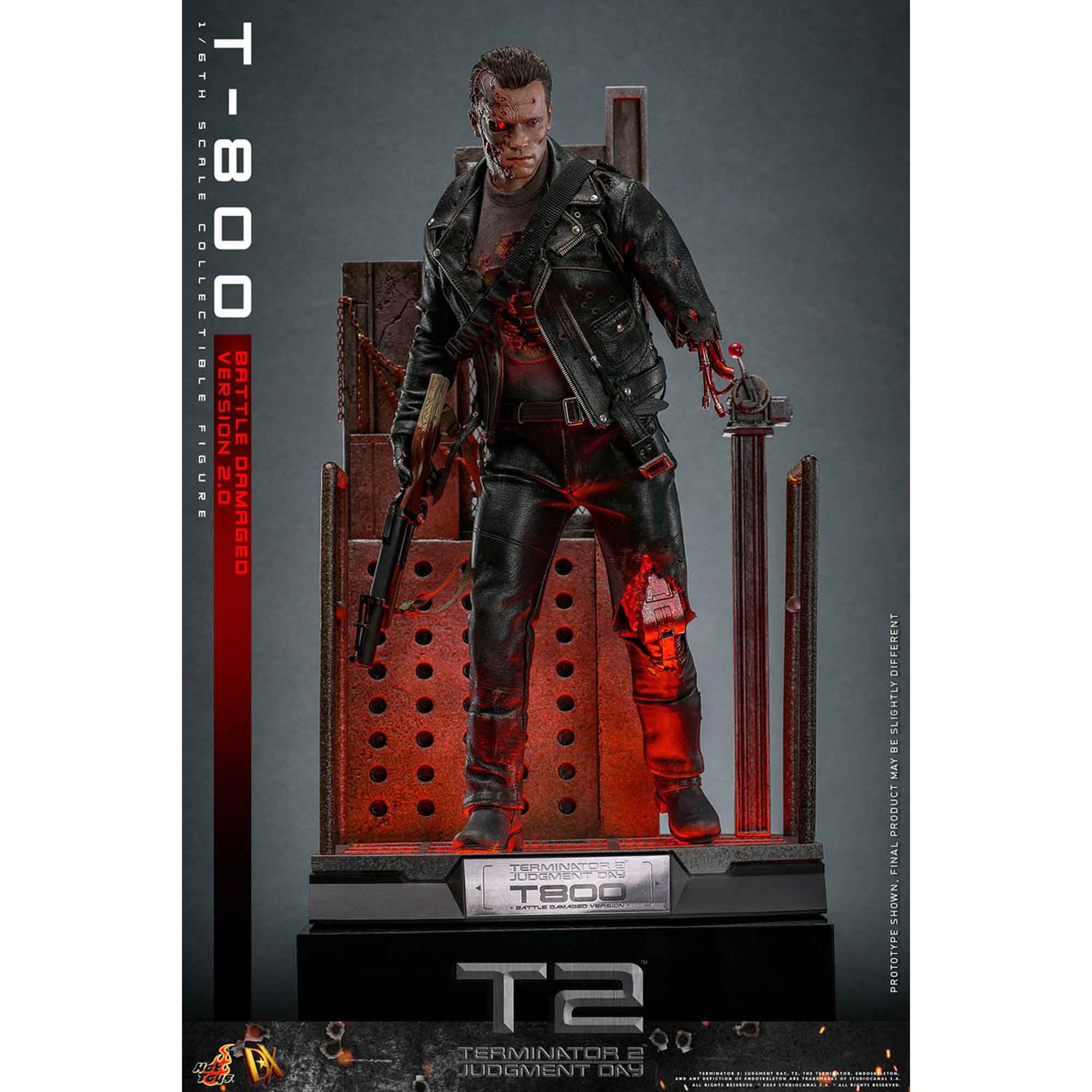 Hot Toys: Terminator 2 - Movie Masterpiece - T-800 (2.0) Battle Damaged Ver. - Actionfigur 1/6 - 32 cm